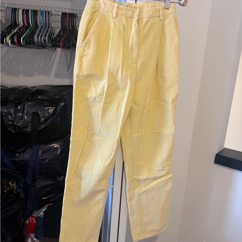 Aritzia Wilfred Free Yellow Straight-Leg Corduroy Pants